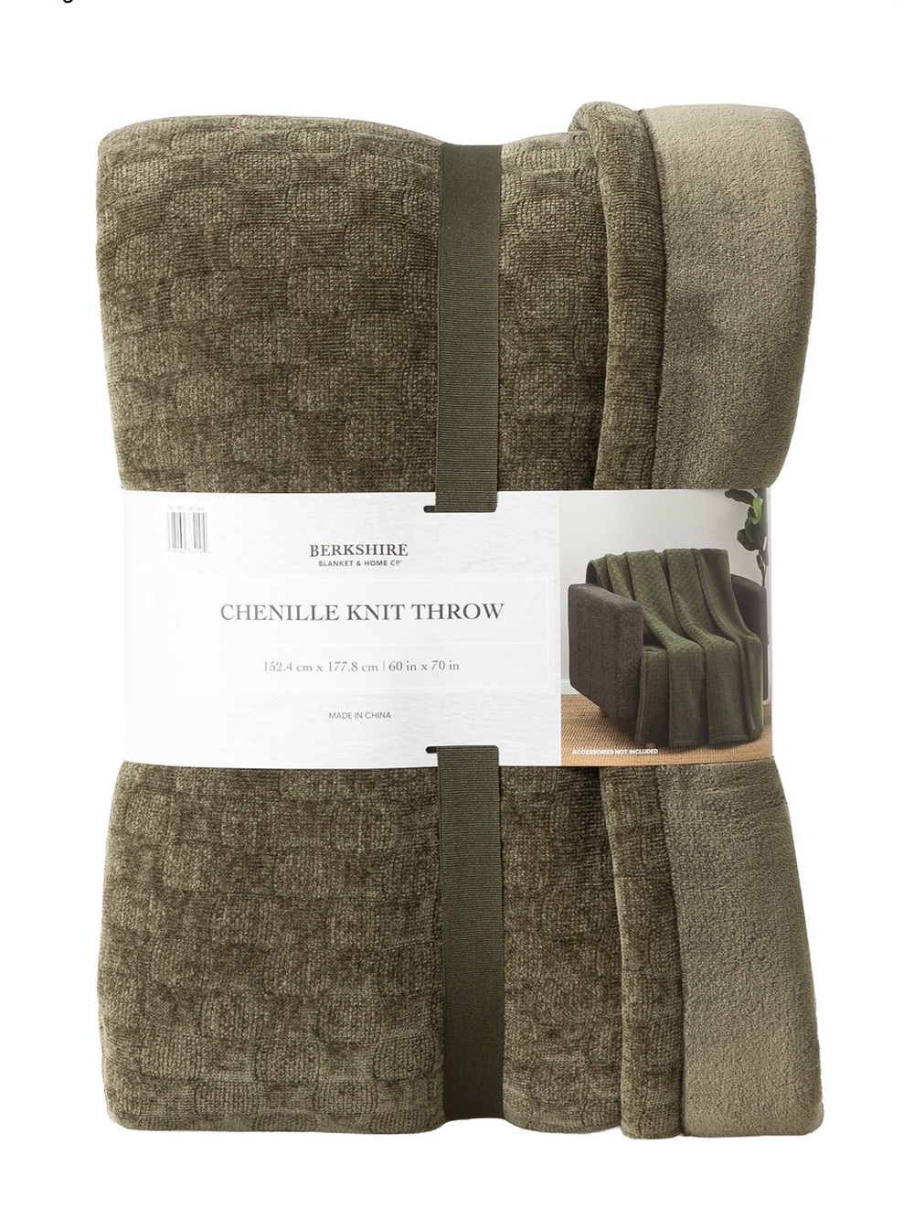 Berkshire Throw Dark Green Reversible Plush Chenille 60x70 Cozy Machine Washable